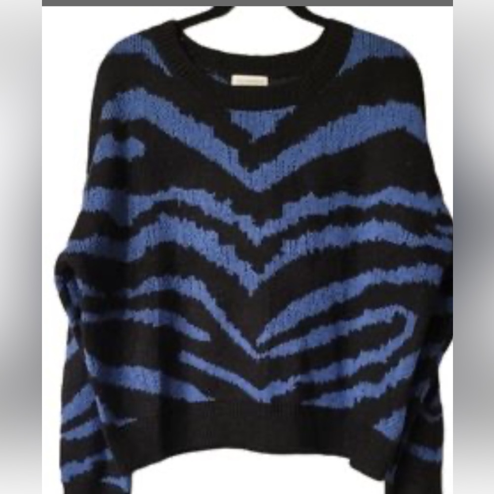 Lili Sidonio x Molly Bracken Blue patterned Knit Sweater M/L NWT